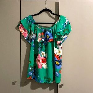 Over the shoulder flora top